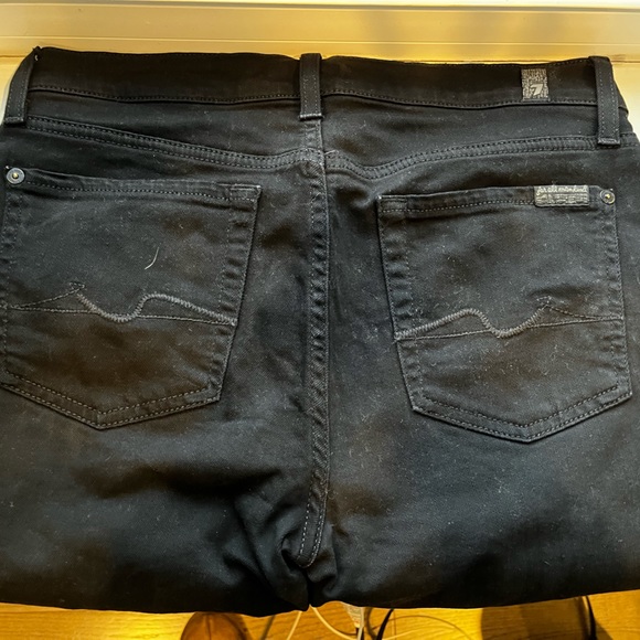7 FOR ALL MANKIND BLACK MID RISE SKINNY JEANS Size 28 - Picture 6 of 7
